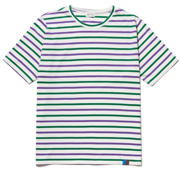KULE Tops - KULE The Modern Short Sleeve Striped Tee white with purple & green size small